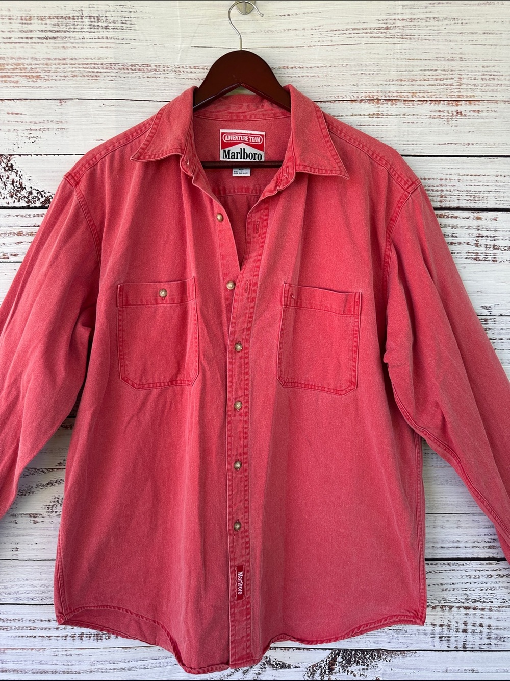 Men's Gaded Red Vintage Marlboro Button-Down Shirt